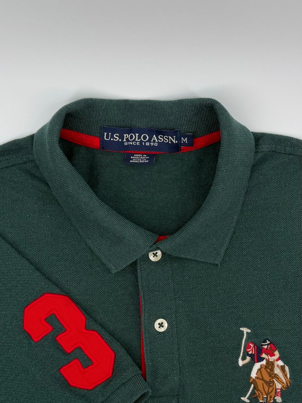 U.S. Polo Assn. Men's Forest Green Polo Shirt with Red Accent, Big Pony, big #3